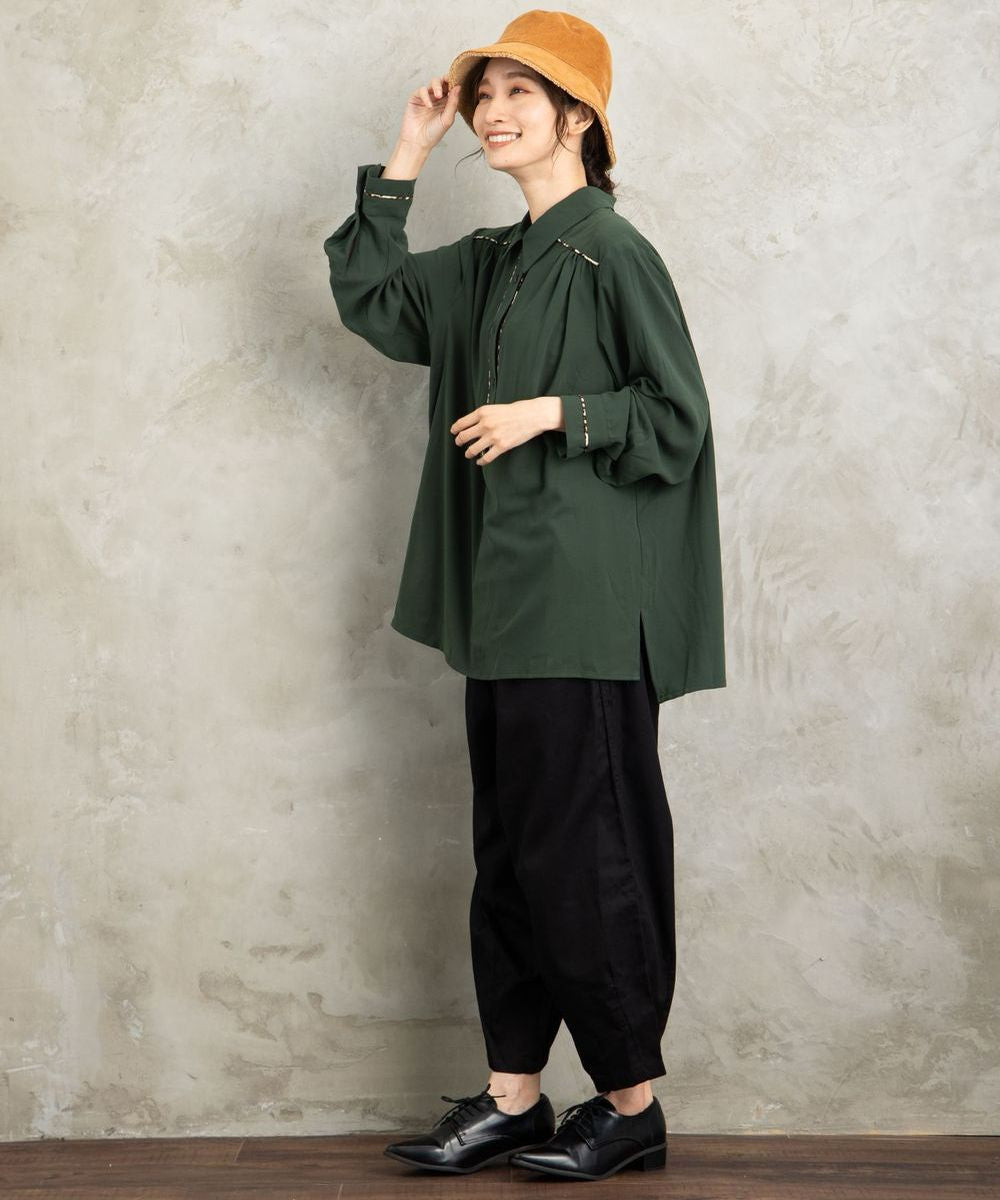 【web限定】【大きいサイズ】 21号(6L～) MAT FASHION ヒョウ柄パイピングコードシャツ - マインドウインド公式オンラインストア